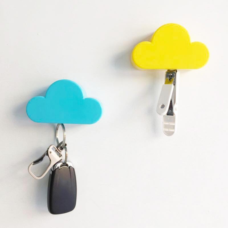 Porte-clé magnétique en forme de nuage blanc, accessoire de rangement créatif, décoration murale porte-clés crochets magnétiques en cadeau