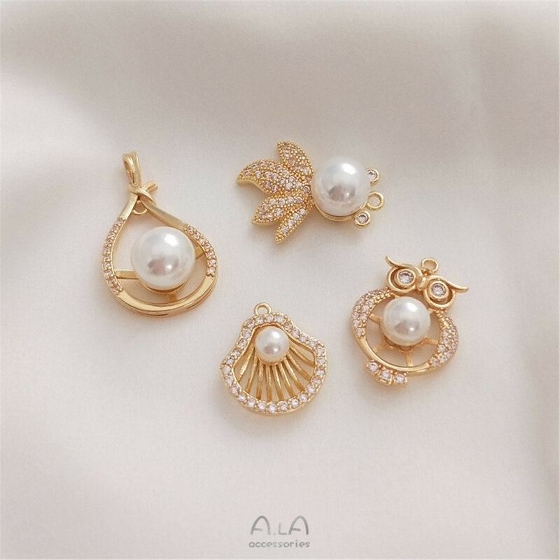 Accessoires de perles de bricolage plaqués or 14 carats, support vide, perles demi-trou, support de fond incrusté, tour de cou de collier, pendentif zunderbes