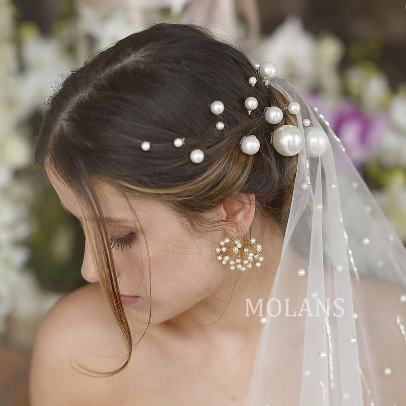 Molans feminino em forma de u pino de metal barrette clip hairpins pérola nupcial tiara acessórios de cabelo casamento penteado ferramentas de design