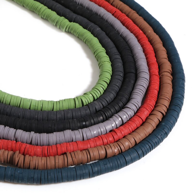 5 fili (circa 350 pezzi/filo) perline Katsuki in argilla polimerica multicolore perline distanziate allentate rotonde braccialetti fai-da-te gioielli, 6mm