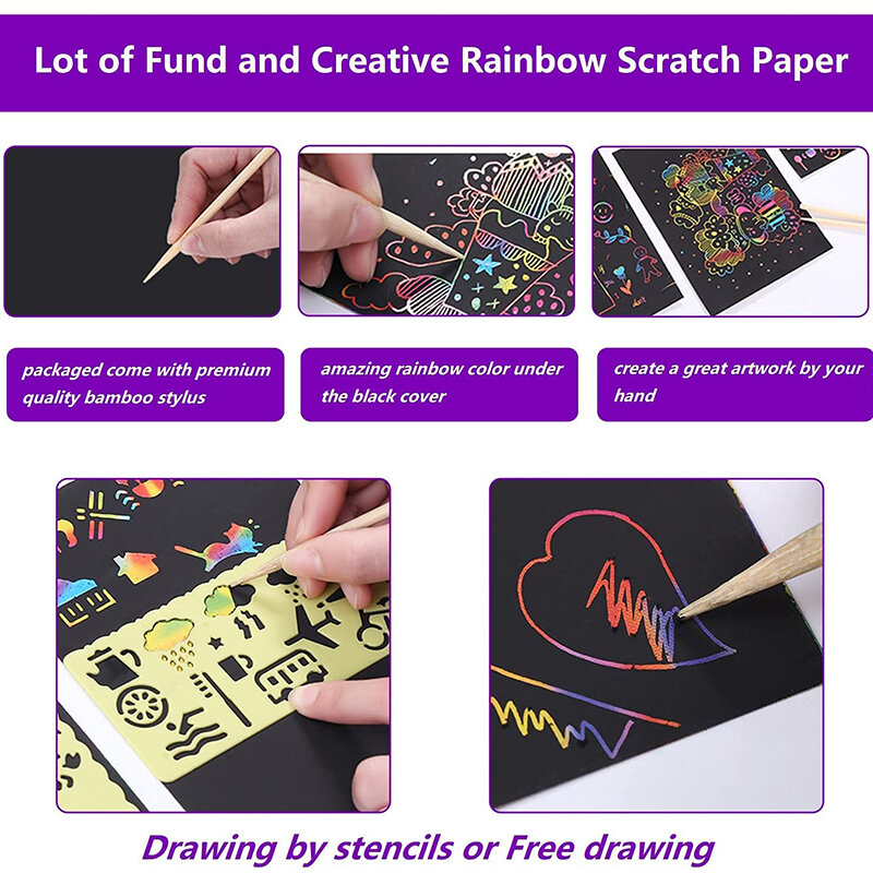 Scratch Rainbow Papers para crianças, Spirograph Drawing Set, Pintura Geométrica Animal, Stencils de pintura, Réguas, Art Carft Toys, Engrenagem Clássica