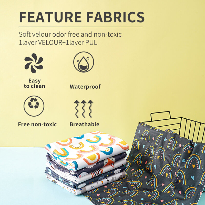 Happy Flute 2Pcs/Set Washable Diaper Changing Mat Portable Nappy Pad Waterproof Cover Mattress for Baby