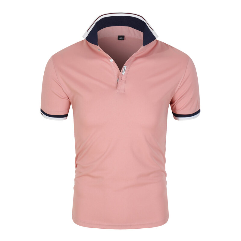 Polo Shirt Pria Kasual Katun Warna Solid Polosshirt Pria Bersirkulasi T-shirt Golf Tenis Merk Pakaian Plus