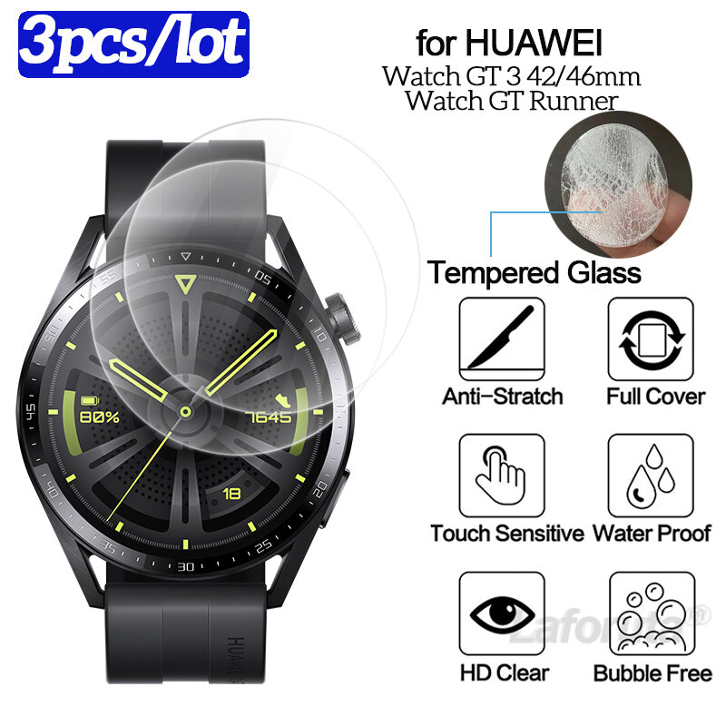 กระจกนิรภัยป้องกันฟิล์มสำหรับ Huawei Watch GT 3 GT2 46มม.GT Runner 3 Pro ป้องกันหน้าจอสำหรับ honor นาฬิกา GS Pro