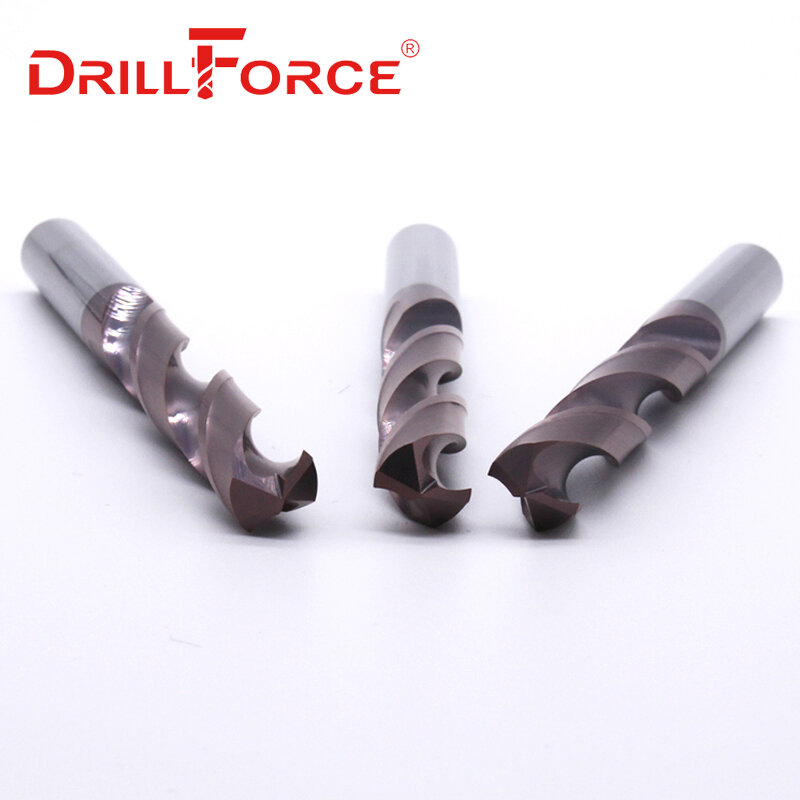 Drillforce 1PC OAL HRC65 Set di punte in metallo duro integrale, punta elicoidale per flauto a spirale per utensile inossidabile in lega dura