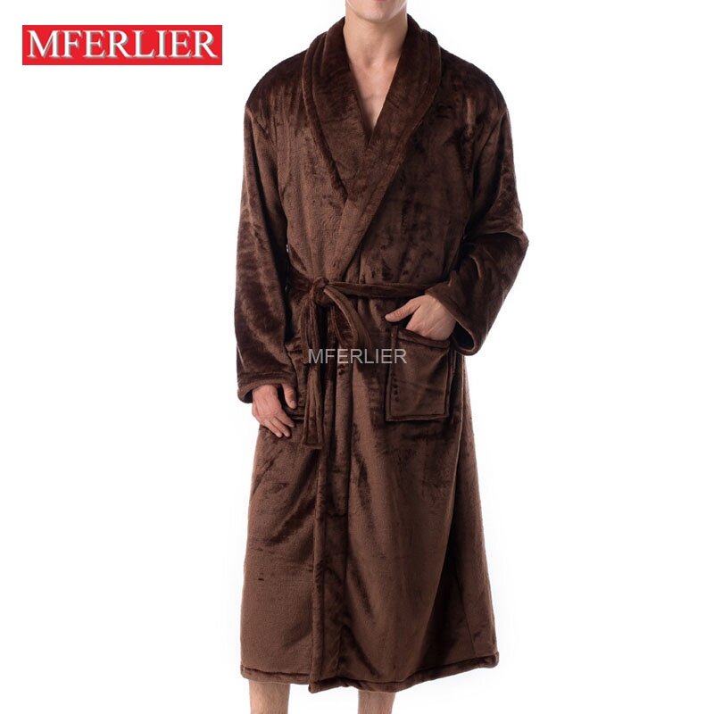 ฤดูใบไม้ผลิฤดูหนาว Men เสื้อคลุมอาบน้ำ9XL 8XL 7XL 6XL หน้าอก140ซม.Warm Plus Size ชุดนอนชุดนอน