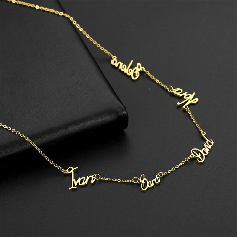 Cazador Personalized Multiple Names Necklace Custom 6 Nameplates Pendant Stainless Steel Family Members Neck Chains Jewelry Gift