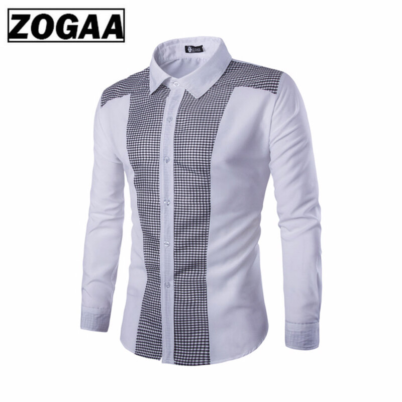 Zogaa 2020 novo clássico camisas masculinas primavera outono manga longa turn-down colarinho formal camisas sociais dos homens de negócios