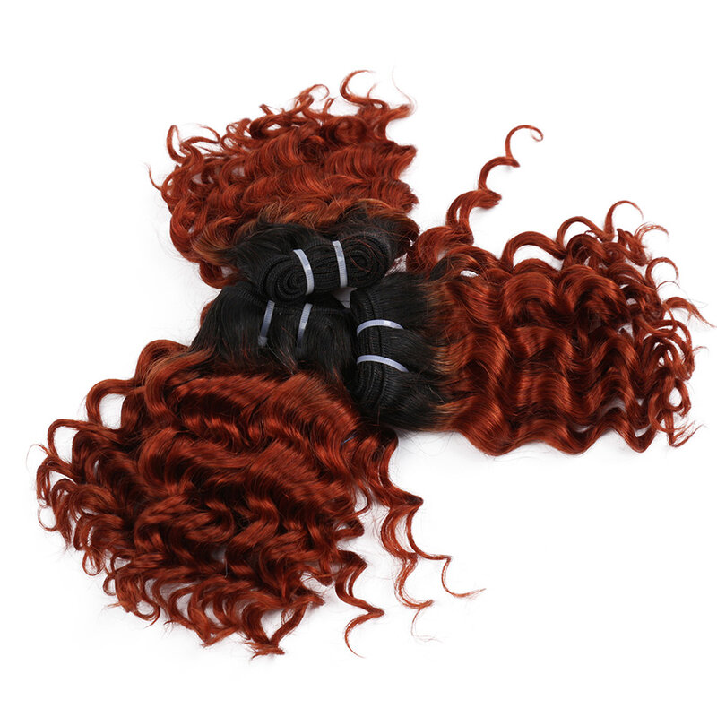 Real Beauty 50g brasiliano Deep Wave Ombre Hair Weave Bundles biondo rosso blu estensione dei capelli umani Short Bob Style Remy Bundles