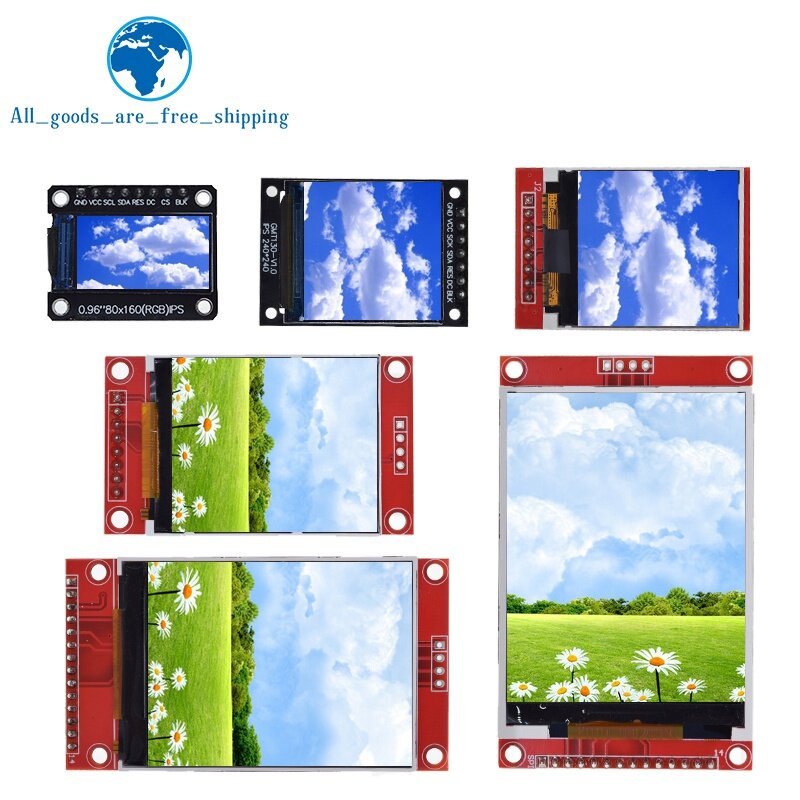 TZT-TFT Módulo LCD de tela colorida, interface de driver, SPI para arduino, 0,96 ", 1,3", 1,44 ", 1,8", 2,4 ", 2,8", 3,5"