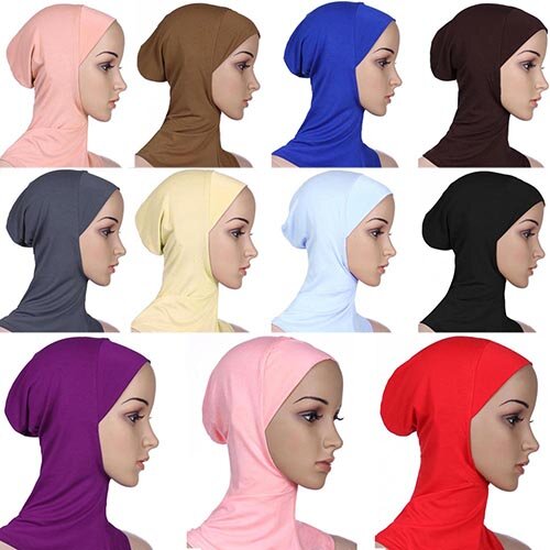 Wanita Kasual Jilbab Lembut Muslim Penutup Penuh Inner Jilbab Cap Islam Underscarf Leher Kepala Bonnet Topi 2020