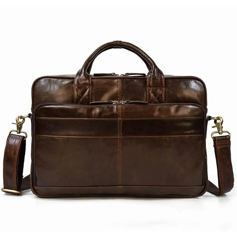 Soft Genuine Leather Briefcase Bag Men's Male business laptop bag 14 15.6 inch PC Computer Bag for men male shoulder bag