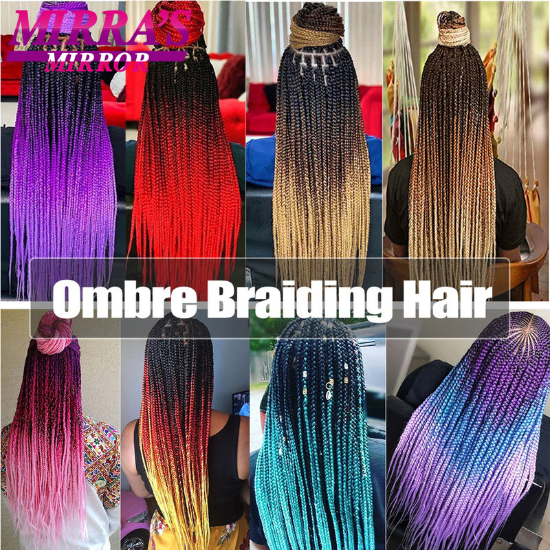 Зеркальные синтетические накладные волосы Mirra's для кос, 24 дюйма, красные, зеленые, фиолетовые, розовые, крупные косы