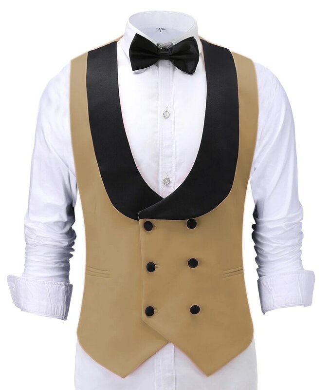 Men's Waistcoat Slim Fit Leisure Cotton Suit Male Gentleman Beckham Business Vest Male Black For Wedding Groomsmen (custom Size)