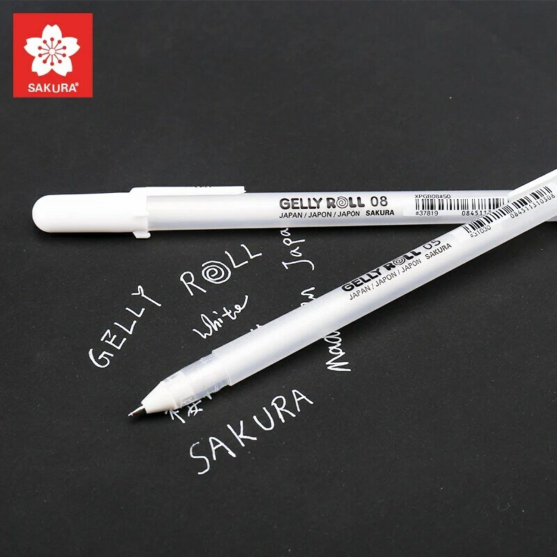 Sakura caneta japonesa 3 peças, caneta de destaque clássica gel para destaque, caneta branca brilhante, marcadores de esboço