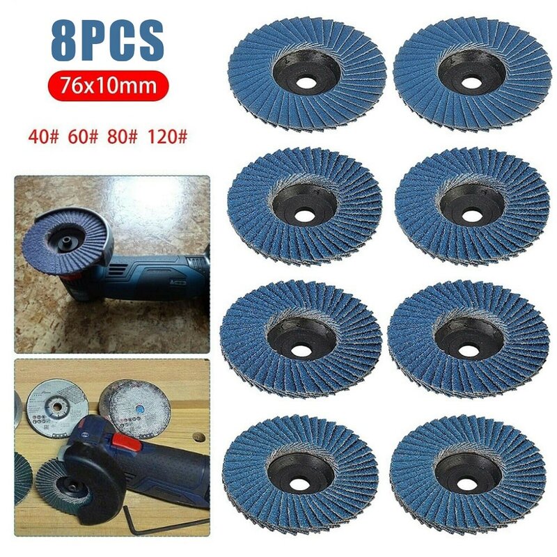 8pcs 3 Inch Flat Flap Discs 75mm Grinding Wheels Wood Cutting For Angle Grinder 40/60/80/120 Grit Sanding Discs Abrasive Disc
