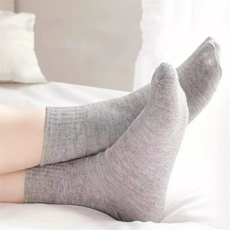 Носки унисекс 10 шт./5 пар, однотонные хлопковые короткие носки для мужчин и женщин, чёрные Белые Серые