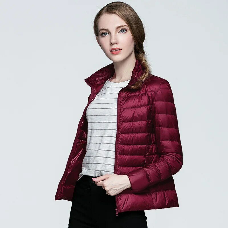 여성용 초경량 화이트 덕 다운 재킷, 휴대용 방풍 다운 코트 파카, 가을 패딩 재킷, 겨울 코트, 2020 신상