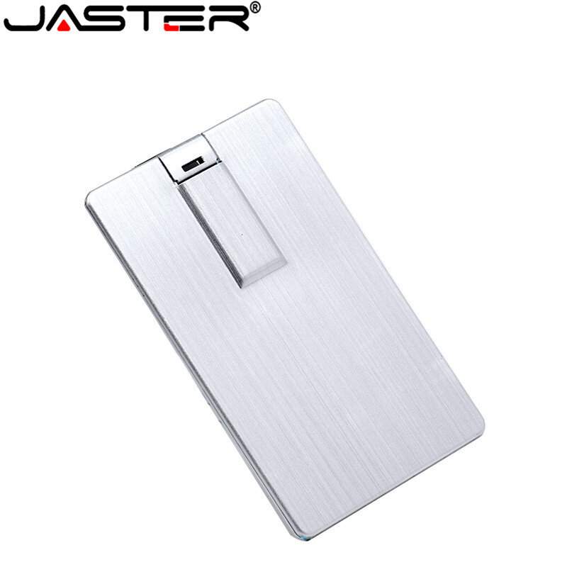JASTER Usb z niestandardowym LOGO 2.0 Flash napęd 4GB 8GB 16GB 32GB 64GB metalowy na kartę Pendrive prezent biznesowy pamięć Usb karty kredytowej Pen Drive