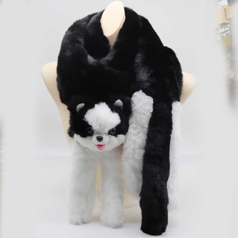 Écharpe en forme d'animaux en peluche pour femmes et enfants, avec Panda, décor d'hiver, chauffe-cou, silencieux, fournitures pour temps froid