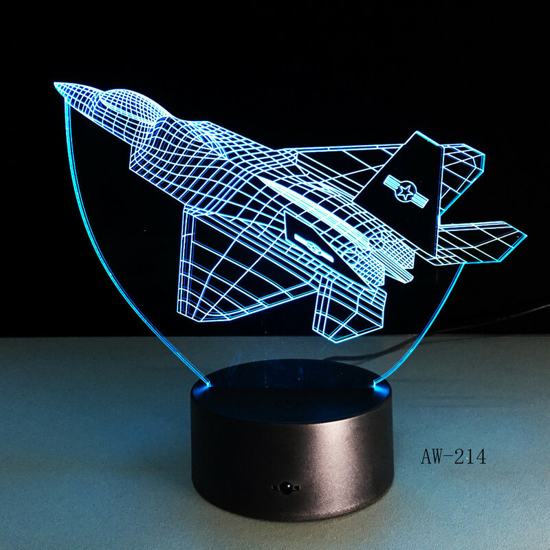 Aircraft 3D Led Light Illusion Colorful Desk Table Lamp Office Light Night Light Home Atmosphere Lamp Drop Shipp AW-213