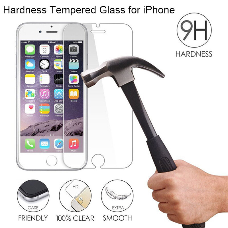 Protetor de tela de vidro para iphone x 5 5S se 4 4S vidro temperado para iphone 11 pro 8 6s mais vidro duro claro no iphone 7 plus