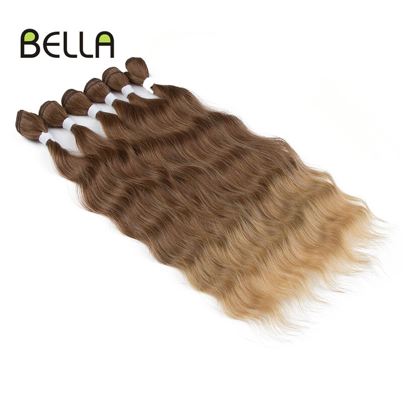 Bella Water Wave Haar Bundels Synthetisch Haar Extensions Ombre Blonde Cosplay Weave Bundels 20 inch 6 Stuks Nep Haar Gratis Verzending