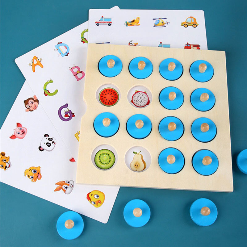 Permainan Catur Pertandingan Memori Kayu Permainan Pelatihan Papan Menyenangkan Kemampuan Kognitif Pendidikan Mainan Puzzle Kayu untuk Hadiah Anak-anak