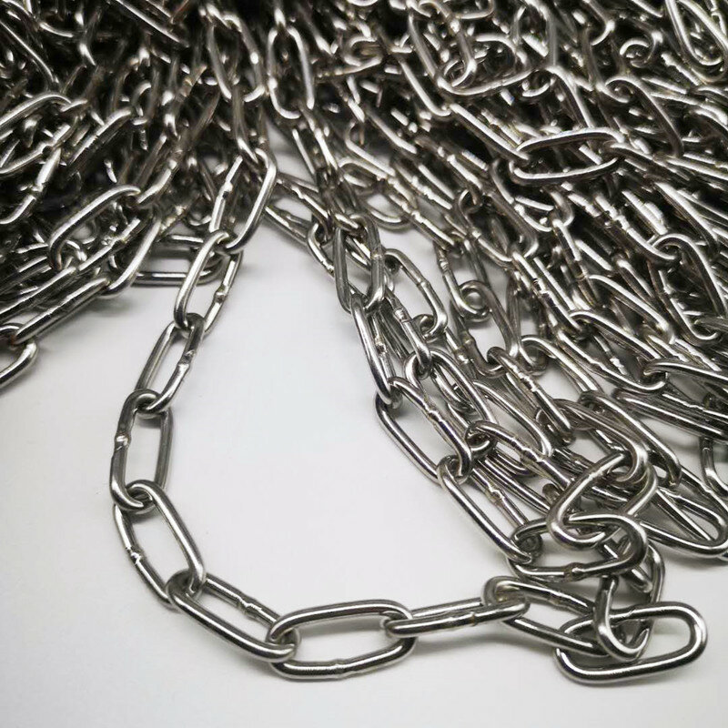 Zwykły łańcuch ze stali nierdzewnej 304 o średnicy 2mm, długi łańcuch łańcuchowy, łańcuch do podnoszenia