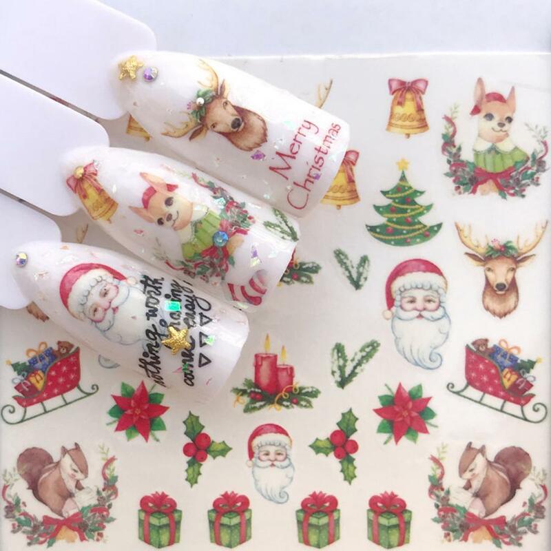 Наклейка для ногтей, изысканный безопасный материал, простой в использовании, несколько дизайнов, наклейка в рождественском стиле, зимнее украшение для ногтей для салона