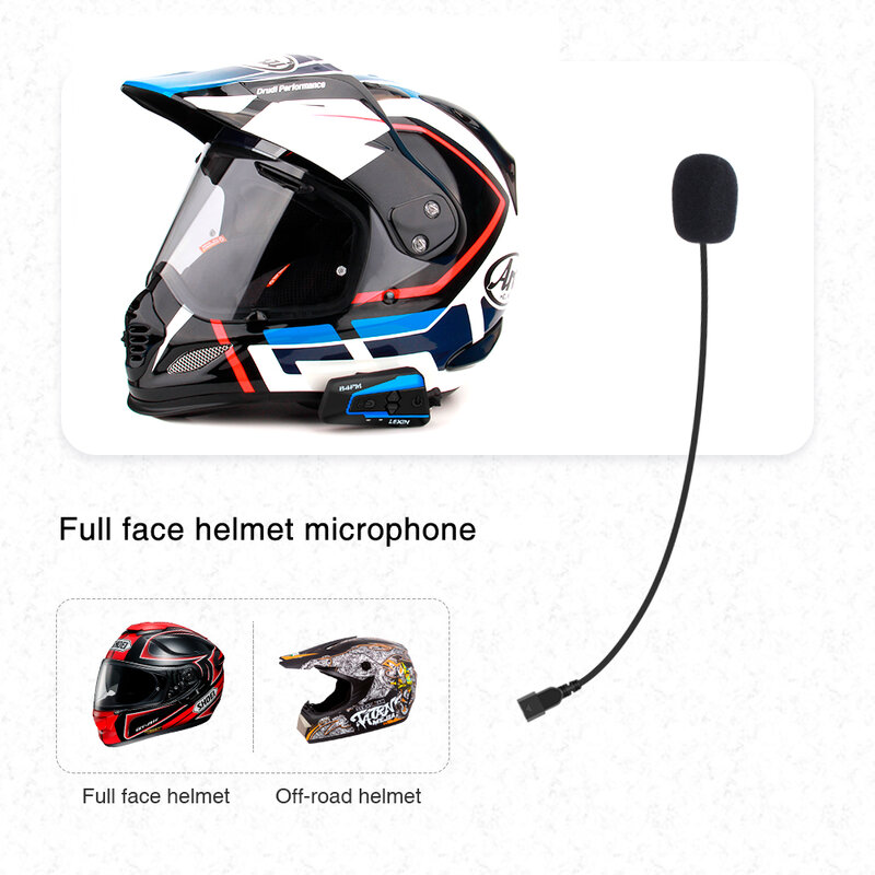 LEXIN LX-B4FM Set Headset Interkom & Klip untuk Helm Penuh/Setengah dengan Colokan Jack Headphone Bluetooth Suara Keras dan Kualitas Tinggi