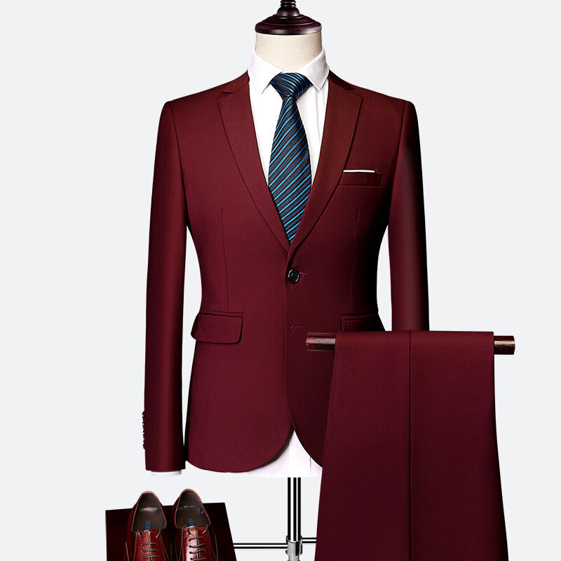 Costume deux pièces pour hommes, costume sur mesure, costume rouge, costume violet, costume de smoking pour hommes, ensemble de deux pièces
