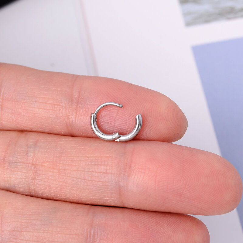 6 pz/lotto in acciaio inox semplice cerchio in metallo piccoli orecchini a cerchio per le donne ragazze Piercing gioielli geometrici rotondi Helix Ear