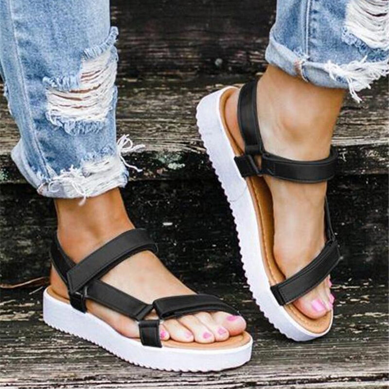 Sandálias femininas verão cunhas sapatos para senhoras sandálias sexy plana sandles slipper clip toes antiderrapante sapatos de praia tamanho 42 43