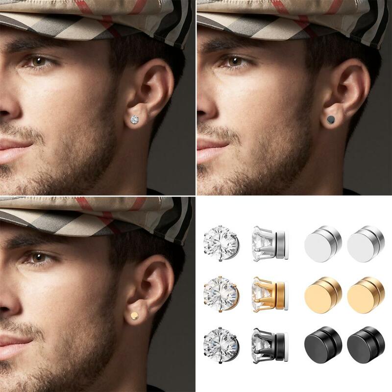 BONISKISS Edelstahl Stud Ohrringe für Männer Frauen Unisex Runde Magnet Ohrringe Ohne Piercing modeschmuck 2020