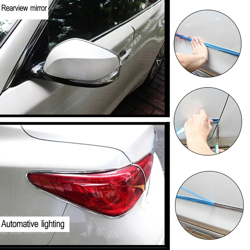 LEEPEE Side Door Chrome Strip Styling Mouldings Universal Kaca Spion Mobil Bumper Protector Tape Perak Diri Perekat