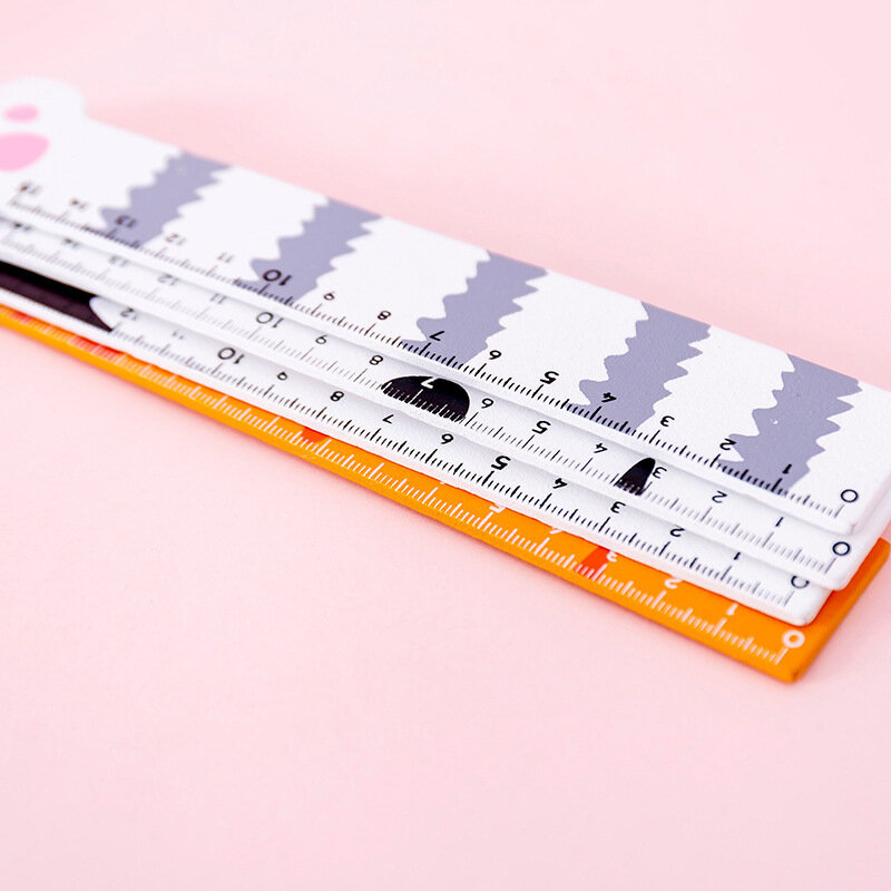 Regla de madera de garra de gato creativa de dibujos animados Kawaii, herramienta de regla recta de medición, papelería de regalo promocional, 15cm