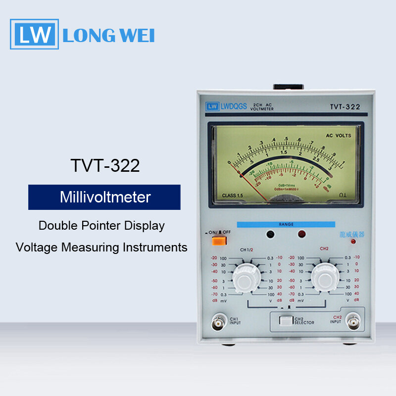 TVT-322 ДВОЙНОЙ УКАЗАТЕЛЬ Дисплей Высокая точность AC милливольтметр Напряжение измерительные приборы для измерения частоты 5 Гц-1 МГц