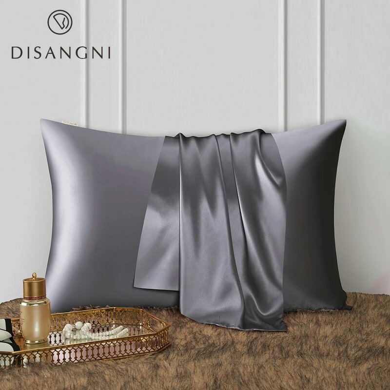 Disangni-枕カバー100% 天然mulbilk 22 momme、両面純シルク、目に見えないジッパーデザイン、1個