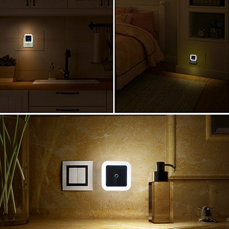 Lámpara de luz nocturna LED inalámbrica para niños, iluminación con Sensor, Mini enchufe europeo y estadounidense, para sala de estar y dormitorio