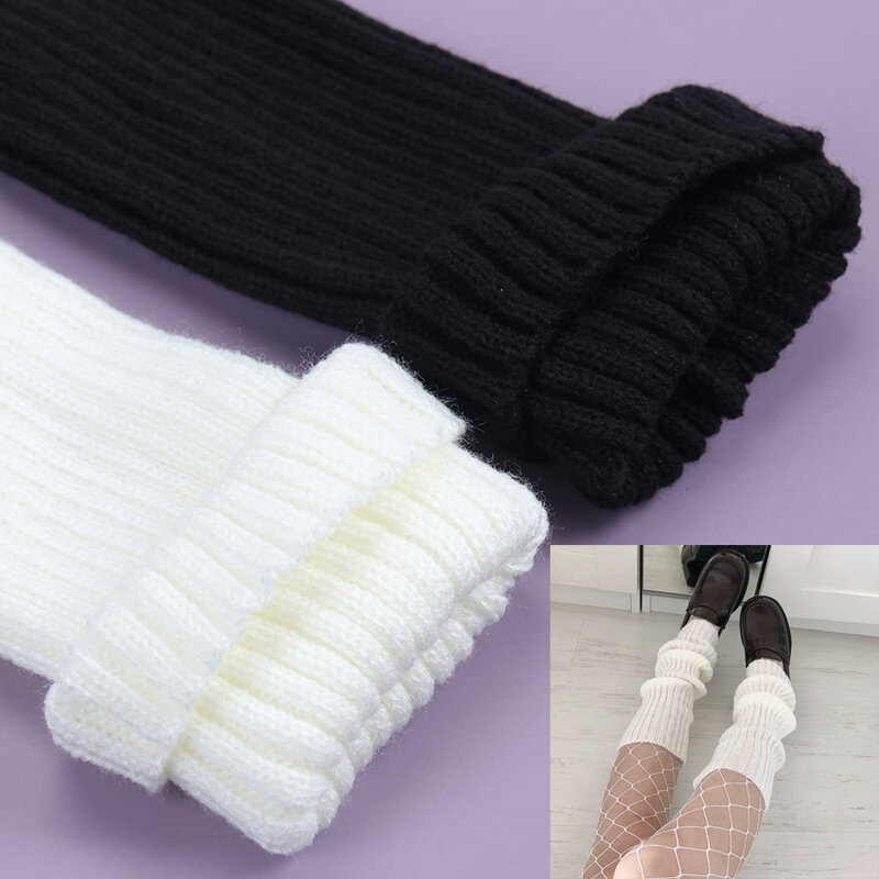 Japonês Sweet Girl Leg Warmers para mulheres, capa de pé de malha, meias Leg Warmer, meias outono e inverno
