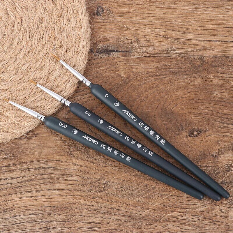 3Pcs 0/ 00/ 000 Gouache acquerello linee di schizzo penne vernice in miniatura lupo spazzola per capelli vernice professionale pennelli lisci per l'arte