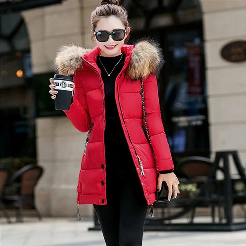 2021 inverno jaqueta feminina moda magro grosso zíperes longo com capuz plus size parka casual feminino casaco de inverno parka