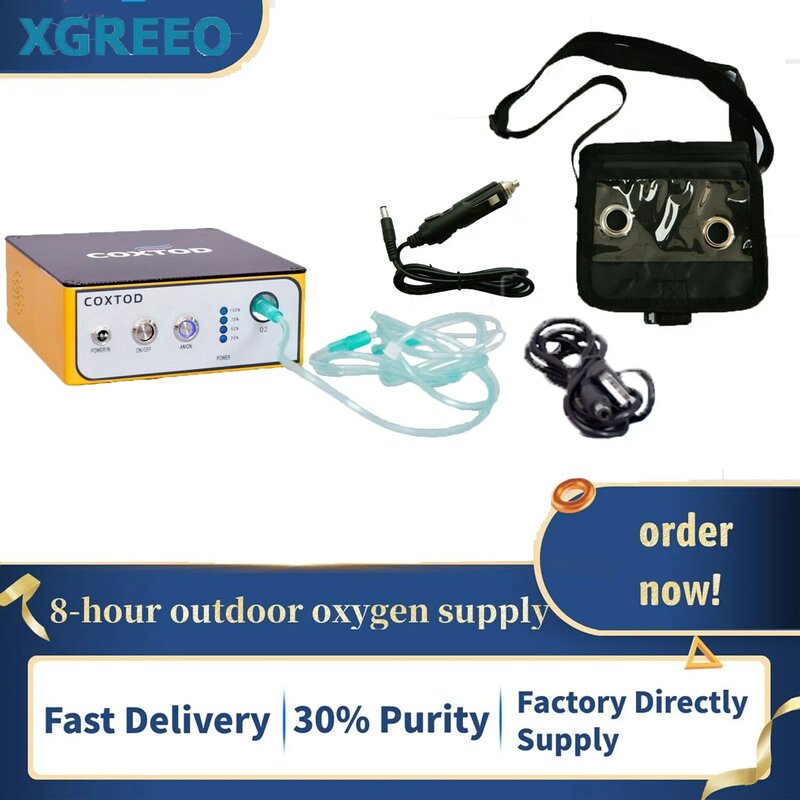 Minimáquina concentradora de oxígeno continua, generador de oxígeno con batería de 8 horas, 24 horas de duración