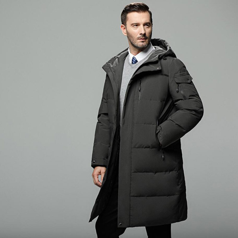 ขนาดใหญ่ขนาดกันน้ำหนาฤดูหนาวชายเป็ดสีขาวลงเสื้อแจ็คเก็ตเสื้อผ้า Hooded Warm Coat ชาย Puffer แจ็คเก็ต Parka 5XL