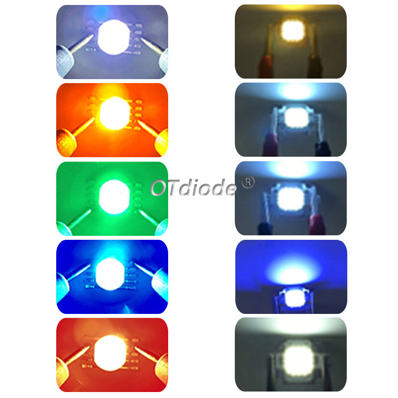 LED de alta potencia de 1W y 3W, espectro completo, blanco cálido, verde, azul, rojo intenso, 660nm, azul real, IR, UV con PCB de estrella negra de 20mm, 10 Uds.