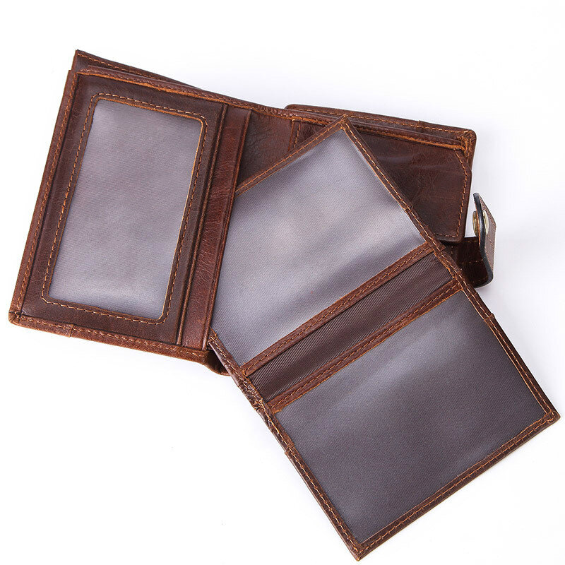 Meesii 2020 krowa męskie portfele skórzane posiadacz karty ramka na fotografię o dużej pojemności Retro krótki Hasp składany portfel portfele