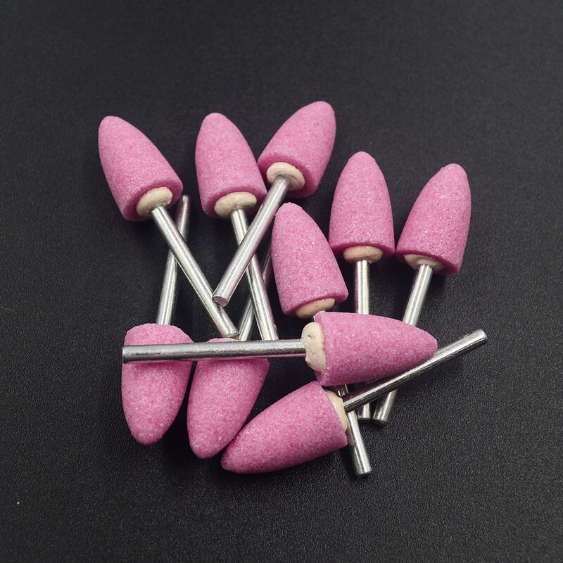 Conjunto de cabeça de moagem cerâmica, 3mm, 10pcs, furadeira rotativa, roda abrasiva, ferramentas elétricas rotativas, rosa