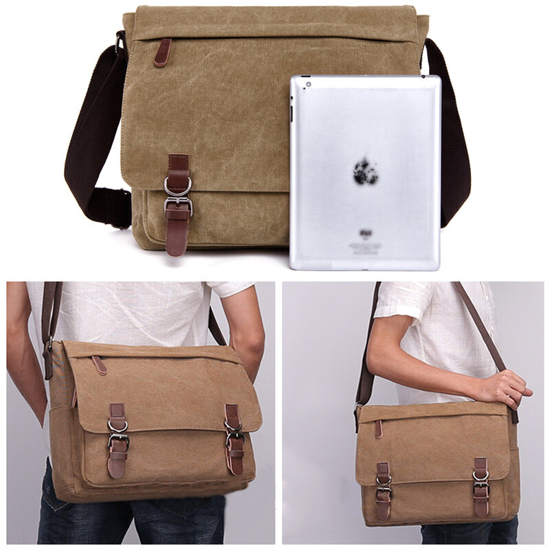 Weysfor Large Vintage Canvas Messenger Retro Casual Office Travel Shoulder Bag Crossbody Bags Business 15inch Laptop Bag