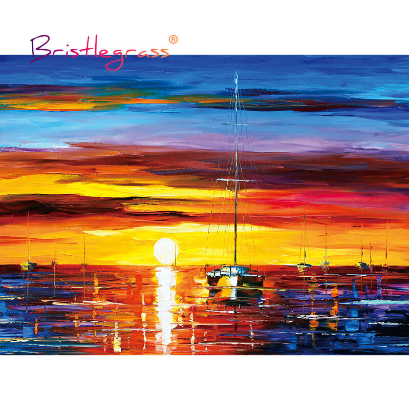 BRISTLEGRASS Wooden Jigsaw Puzzles 500 1000 Pieces Setting Sun Educational Toy Collectibles Decorative Wall Paintings Home Decor